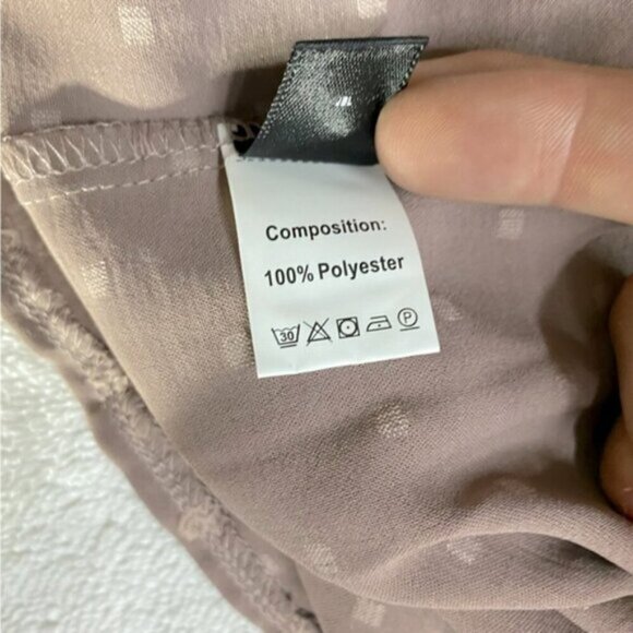 5/$25 Shein Nude Taupe Textured Dots Long Sleeve Blouse L - Picture 4 of 15